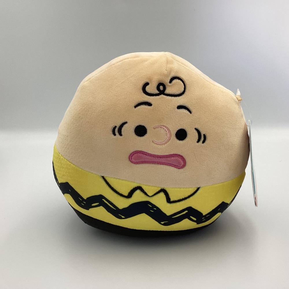 Squishmallows Charlie Brown Peanuts Plush Toy Round Yellow Black New Tag